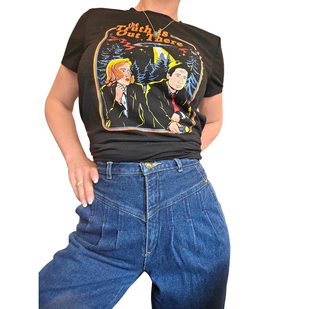 Vintage Jordache High‎ Waist Jeans Pleated Tapered Leg Dark Wash Denim 24" mom